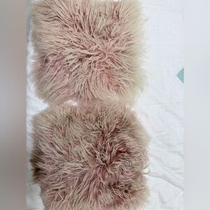 West Elm Blush Faux Sheepskin Accent Pillow Covers